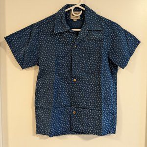 Naked & famous aloha shirt indigo ditay print